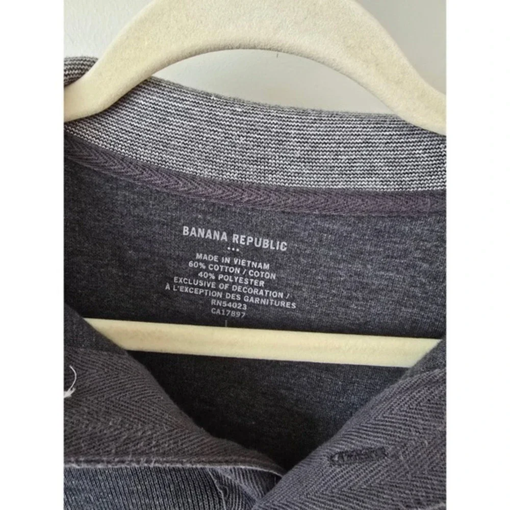 Banana Republic Mens Charcoal Grey Waffle Knit Long Sleeve Henley Shirt L‎